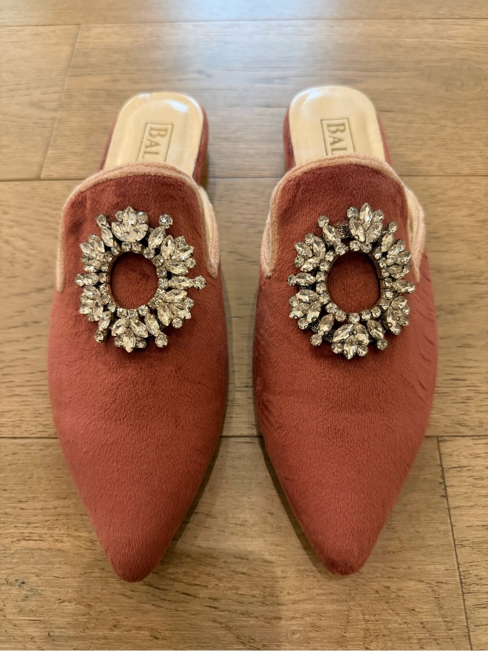 Rust Crystal-Embellished Pointed Mule - Picture 2 of 5